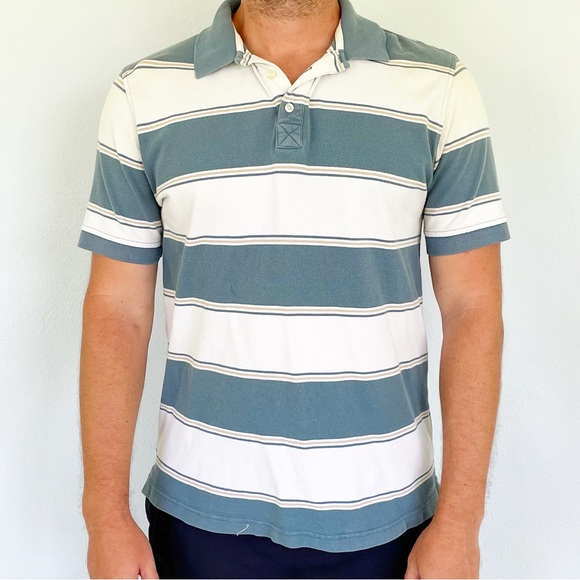 Van Heusen Other - Van Heusen blue white stripe cotton polo shirt size large